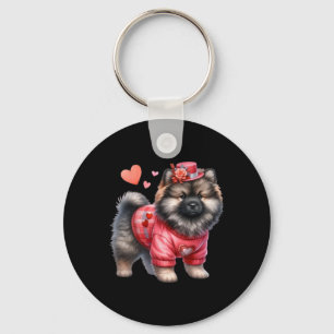 Porte-clés Vêtements de la Saint-Valentin Cœurs Pomeranian Mo