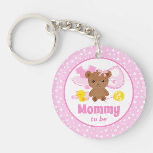 Porte-clés Vêtements d'ours en peluche rose Baby Shower Maman