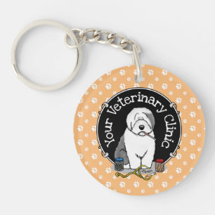 Porte-clés Vétérinaire Vieux Anglais Berger Gris 1 Cute Vet