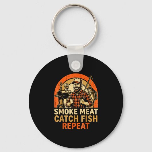 Porte-clés Viande fumée attraper poisson répéter barbecue pap (Recto)