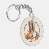 Porte-clés Vibes D'Automne Cosy - Bottes, Épices Citrouilles, (Devant gauche)