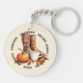 Porte-clés Vibes D'Automne Cosy - Bottes, Épices Citrouilles, (Dos)