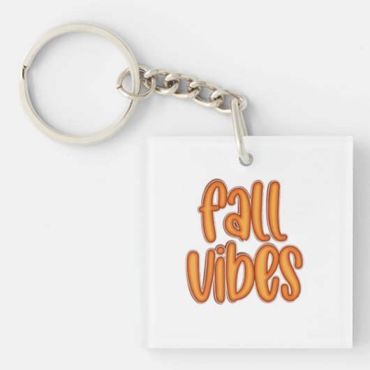 Porte-clés 🍂 Vibes d'automne - Graphique de texte orange (Devant)