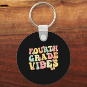 Porte-clés Vibes de 4e année Bonjour Équipe 4e année Enseigna (Recto)