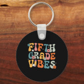 Porte-clés Vibes de cinquième année Retour à l'école Rétro 5e (Verso)