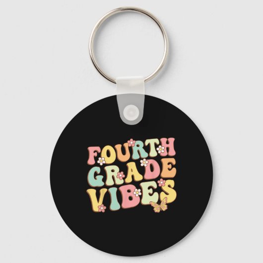 Porte-clés Vibes de classe Hello Équipe 4e année Enseignant E (Recto)