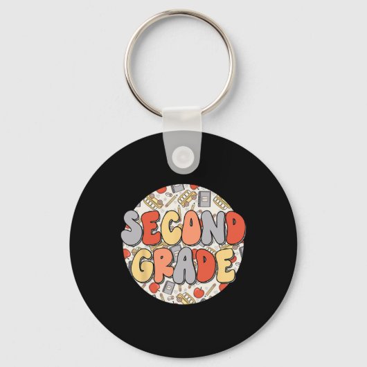 Porte-clés Vibes de deuxième année super Enseignants rétro En (Recto)