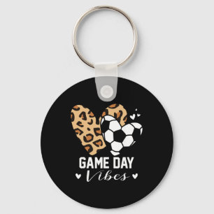 Porte-clés Vibes de jour de jeu Maman de football drôle Cœur