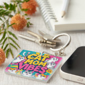 Porte-clés Vibes de maman de chat super (Devant Droit)