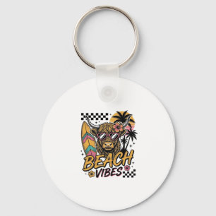 Porte-clés Vibes de plage vache highland été art vectoriel_1