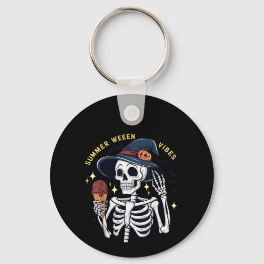 Porte-clés Vibes de Summerween Drôle Squelette Crème Glacée É (Recto)