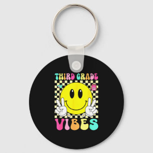 Porte-clés Vibes de troisième année visage rétro sourire reto