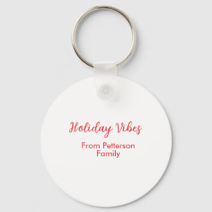 Porte-clés Vibes de vacances rouge Noël ajouter nom de famill