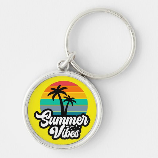Porte-clés Vibes d'été avec design de palmiers (Devant)