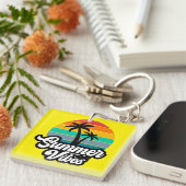 Porte-clés Vibes d'été avec design de palmiers (Devant Droit)