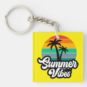 Porte-clés Vibes d'été avec design de palmiers