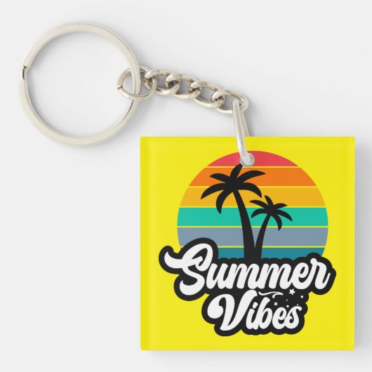 Porte-clés Vibes d'été avec design de palmiers (Devant)