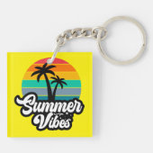 Porte-clés Vibes d'été avec design de palmiers (Dos)
