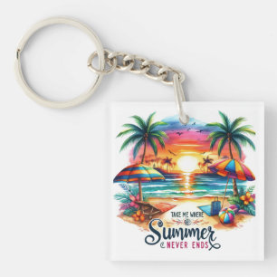 Porte-clés Vibes d'été Brushstroke Beach Sunset-34626 Sticke