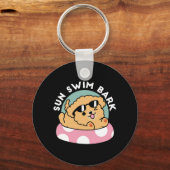 Porte-clés Vibes d'été Chien - Chiot flottant avec lunettes d (Verso)