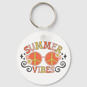Porte-clés Vibes d'été Lunettes de soleil de paix