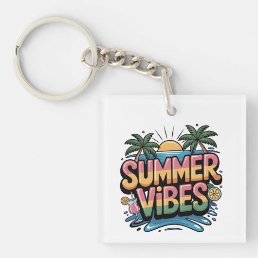 Porte-clés Vibes d'été Plage tropicale (Devant)