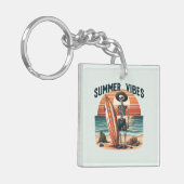 Porte-clés Vibes d'été Skeleton Surfer Sunset Beach Design (Devant gauche)