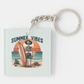 Porte-clés Vibes d'été Skeleton Surfer Sunset Beach Design (Dos)