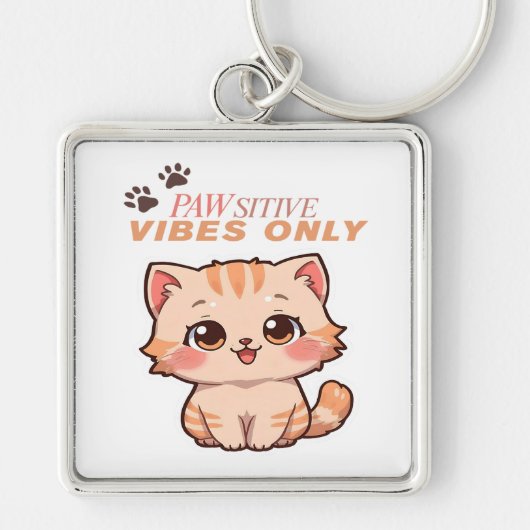 Porte-clés Vibes Pawsitive seulement - Cute Kawaii Design de  (Devant)