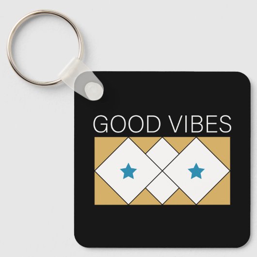 Porte-clés Vibes positives rafraîchissant design-Noir (Recto)
