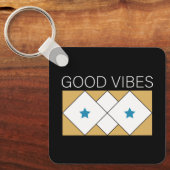 Porte-clés Vibes positives rafraîchissant design-Noir (Recto)