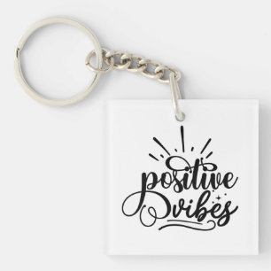 Porte-clés Vibes Positives Typographie Citation Motivationnel