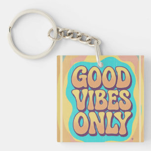 Porte-clés Vibes positives uniquement style rétro groovy