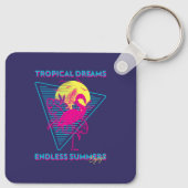 Porte-clés Vibes Synthwave Coucher de soleil Flamant Rétro (Dos)