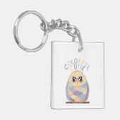 Porte-clés Vibrant Colorful Owl with Text (Devant gauche)