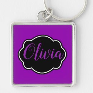 Porte-clés Vibrant, Gras Fuchsia Purple Personnalisé