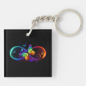 Porte-clés Vibrant infinity with rainbow butterfly on black (Dos)