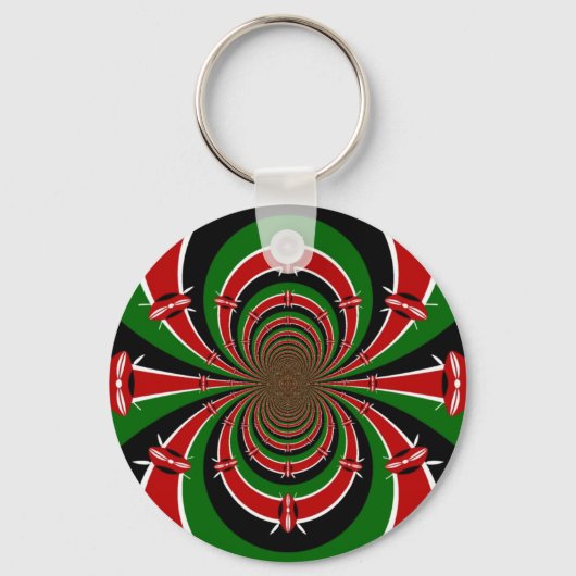 Porte-clés Vibrant Kenya Vision : Drapeau kényan en miroir (Recto)