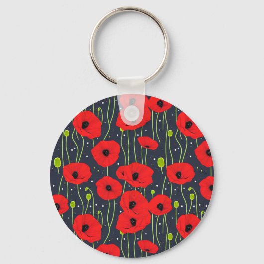 Porte-clés Vibrant Modern Red Poppies Pattern Art (Recto)