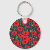 Porte-clés Vibrant Modern Red Poppies Pattern Art (Verso)