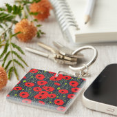 Porte-clés Vibrant Modern Red Poppies Pattern Art (Devant Droit)