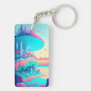 Porte-clés Vibrant Neon Coral Garden Porte - clé acrylique