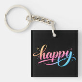 Porte-clés Vibrant Pastel Gradient HAPPY Typography - Modern  (Devant)