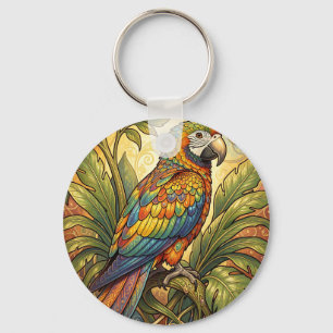 Porte-clés Vibrant perroquet arc-en-ciel Art nouveau