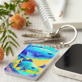 Porte-clés Vibrant Poissons Bleus Profond Porte - clé acryliq (Devant droit)