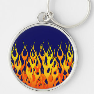 Porte-clés Vibrant Racing Flames on Navy Blue