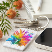 Porte-clés Vibrant Rainbow Paint Splatter Explosion (Devant droit)