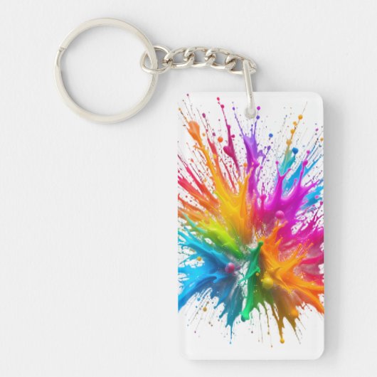 Porte-clés Vibrant Rainbow Paint Splatter Explosion (Devant)