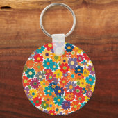 Porte-clés Vibrant Retro 60s Daisy Flower Power Pattern (Recto)