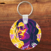 Porte-clés Vibrant Stylized Portrait with Abstract Elements (Recto)